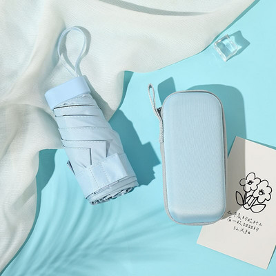 Plokščias mielas mini skėtis Šeši sulankstomi UV prabangus rankinis skėtis nuo lietaus moterims nešiojamas vasaros lauko kišeninis skėtis nuo saulės mergaičių dovana