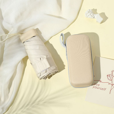 Plokščias mielas mini skėtis Šeši sulankstomi UV prabangus rankinis skėtis nuo lietaus moterims nešiojamas vasaros lauko kišeninis skėtis nuo saulės mergaičių dovana