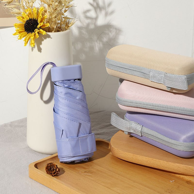 Plokščias mielas mini skėtis Šeši sulankstomi UV prabangus rankinis skėtis nuo lietaus moterims nešiojamas vasaros lauko kišeninis skėtis nuo saulės mergaičių dovana