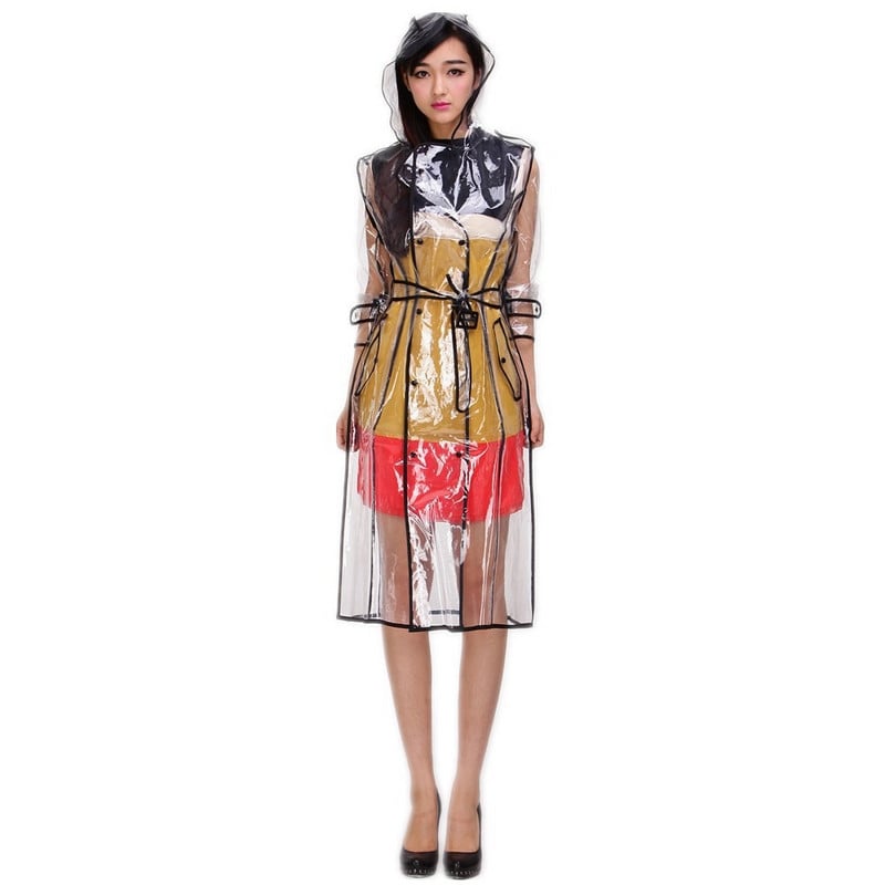 Madingas EVA skaidrus su diržu lietpaltis 0lauko moteriška striukė nuo lietaus vandeniui atspari suaugusiems moterims šalta skaidrus pončas Aukšta kokybė