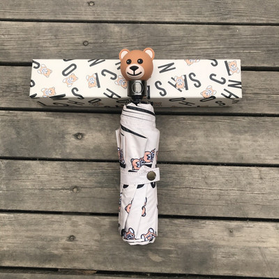 Модерен сладък личен чадър с глава на мечка Напълно автоматичен сгъваем слънцезащитен чадър Чадър за слънце и дъжд Парагвайски чадър с двойна употреба