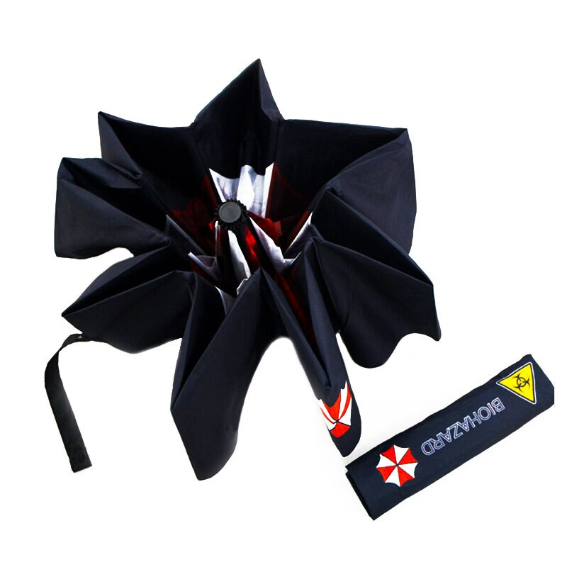 LIKE RAIN Kreatív film Biohazard esernyő divat férfi összecsukható automata esernyők eső női fekete bevonat napernyő UBY17