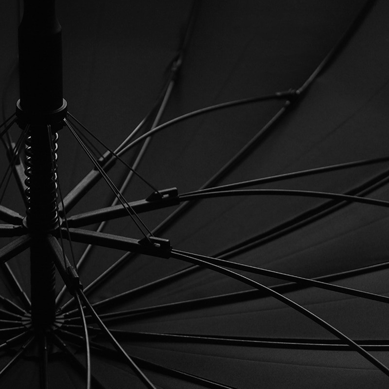 OLYCAT Luxusný dáždnik s drevenou rukoväťou Mental 112 cm, veľký, dlhý, pre mužov, čierne dáždniky so 16 rebrami, vetruodolný, dáždnik, darčeky pre Paraguay