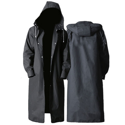 Μακρύ αδιάβροχο ανδρικό γυναικείο αδιάβροχο για ενήλικες Αδιάβροχο EVA Μαύρο ταξίδι πεζοπορίας εξωτερικού χώρου Αδιάβροχο παλτό βροχής με κουκούλα Poncho Thickened