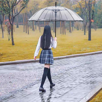 Υψηλής ποιότητας παιδική ομπρέλα Διαφανής μεγάλη μακριά λαβή ομπρέλα ανδρική γυναικεία μόδα βροχής Συμπαγής αυτόματη δημιουργική βροχερή καθαρή