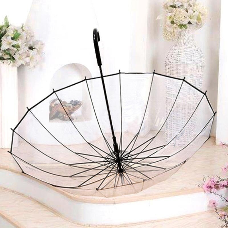 Umbrelă pentru copii de înaltă calitate, transparentă, umbrelă mare cu mâner lung, bărbați, femei, ploaie, modă, solidă, automată, creativă, ploioasă, clară