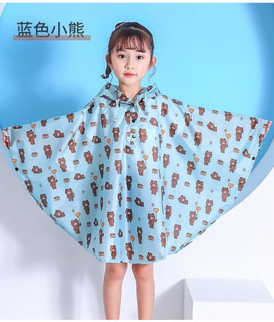 Detská štýlová pršiplášťová bunda s pončom, nepremokavá bunda pre dievčatá a chlapcov, pláštenka s kapucňou, potlačená tenká pršiplášťová bunda