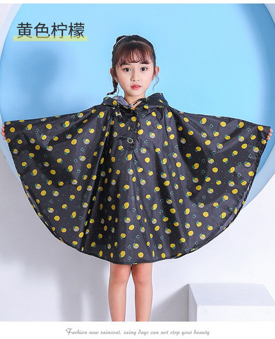 Detská štýlová pršiplášťová bunda s pončom, nepremokavá bunda pre dievčatá a chlapcov, pláštenka s kapucňou, potlačená tenká pršiplášťová bunda