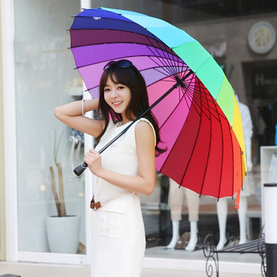 JPZYLFKZL 24K umbrelă curcubeu nouă cu mâner lung, 2-3 persoane, mașină de lux, umbrelă dreaptă, rezistentă la vânt, Umbrella Corporation