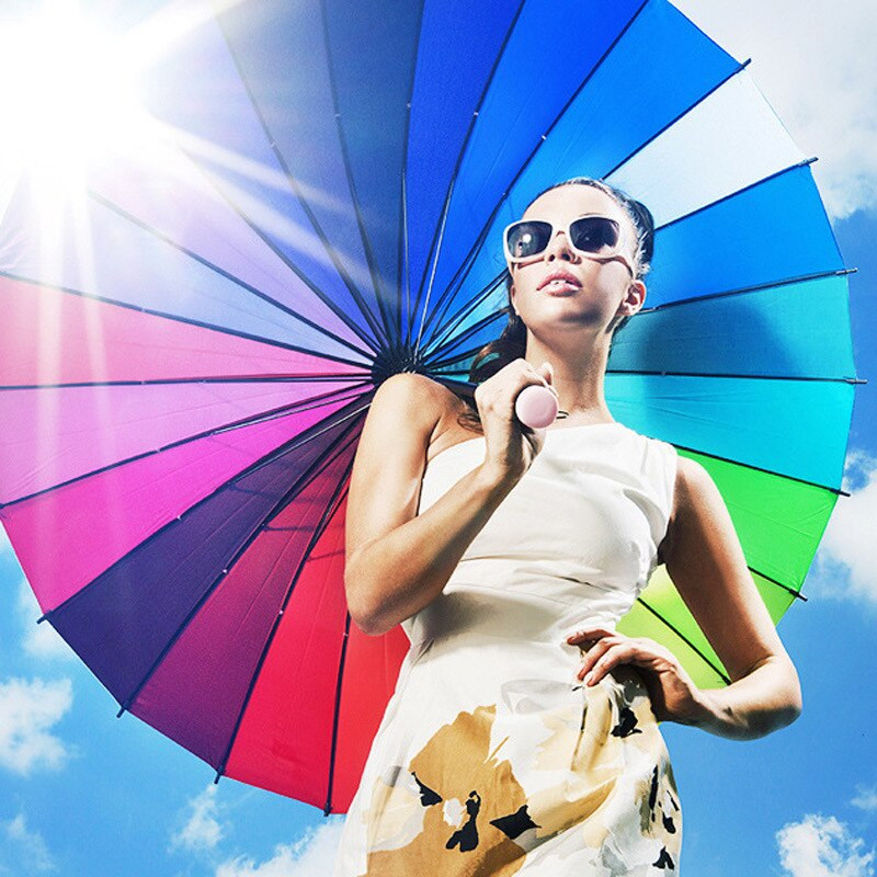 JPZYLFKZL 24K naujas ilgos rankenos vaivorykštinis skėtis 2–3 žmonėms prabangus automobilis, didelis, atsparus vėjui, tiesus skėtis, skėtis korporacija