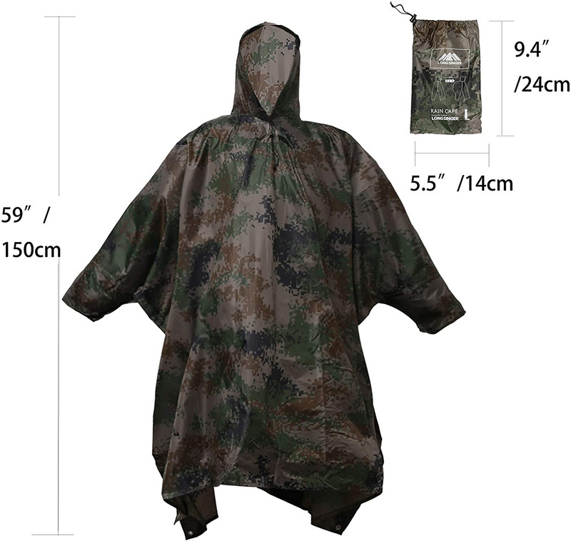 3 v 1 prenosná vonkajšia nepremokavá vojenská pláštenka, pánska pláštenka, dámska markíza z dažďa, motocyklová pláštenka, pikniková podložka