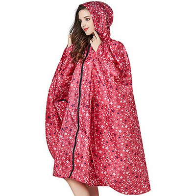 Poncho de ploaie, elegant, rezistent la apă, cu imprimeu colorat, cu glugă și fermoar
