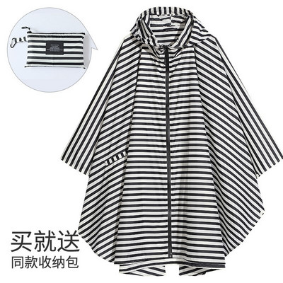 Poncho de ploaie, elegant, rezistent la apă, cu imprimeu colorat, cu glugă și fermoar