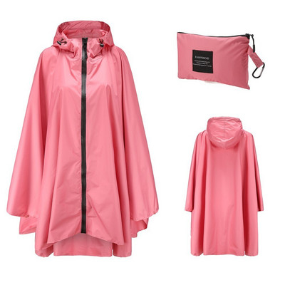 Poncho de ploaie, elegant, rezistent la apă, cu imprimeu colorat, cu glugă și fermoar