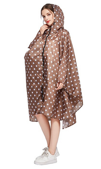 Poncho de ploaie, elegant, rezistent la apă, cu imprimeu colorat, cu glugă și fermoar