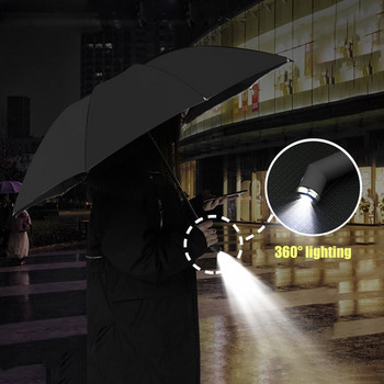 TENTAGON αυτόματη ομπρέλα με φακό LED Τρία αναδιπλούμενη ομπρέλα UV για βροχή και ήλιο 10 πλευρές αντιανεμική φορητή ομπρέλα