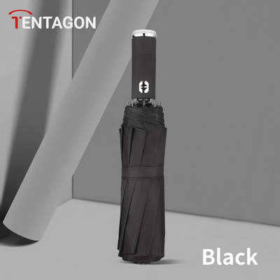 TENTAGON automata esernyő LED zseblámpával Három összecsukható UV esernyő esőre és napra 10 bordás szélálló hordozható napernyő