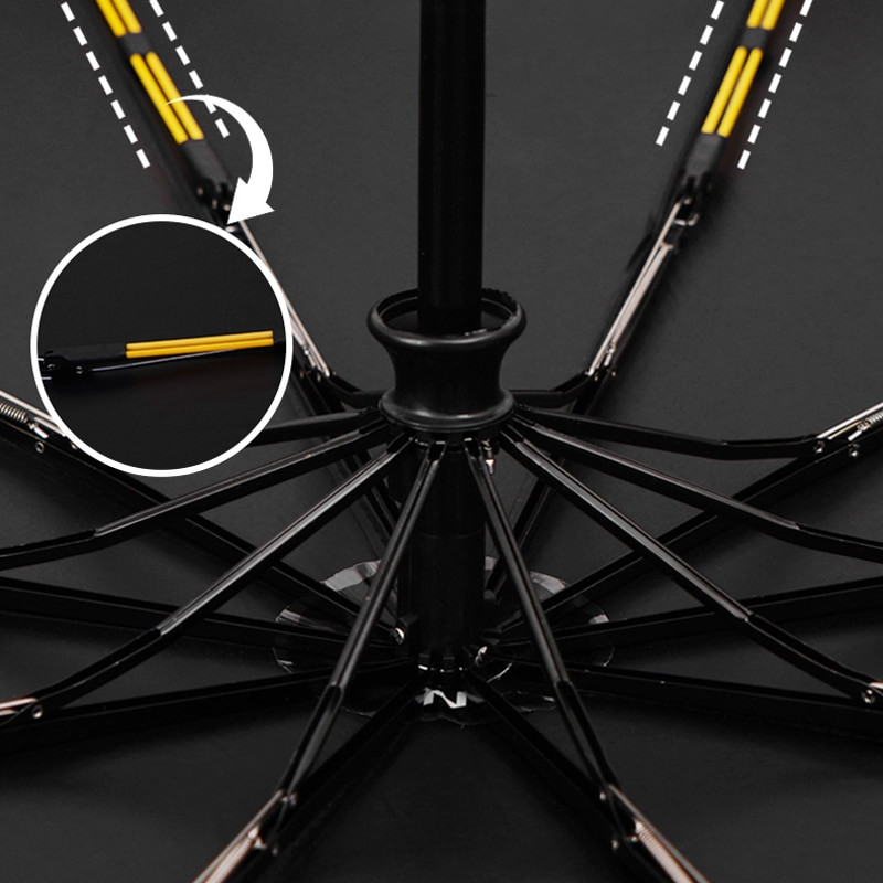 TENTAGON automata esernyő LED zseblámpával Három összecsukható UV esernyő esőre és napra 10 bordás szélálló hordozható napernyő