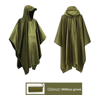 3 in1HoodedRainPoncho Jachetă de ploaie impermeabilă pentru bărbați, femei, adulți, covoraș pentru cort, multifuncțional, rezistent la umiditate.