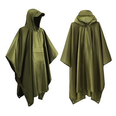 3 în 1, în aer liber, militar, impermeabil, haină de ploaie, femei, bărbați, cu glugă, îmbrăcăminte de ploaie, costum pentru camping, ciclism, poncho de ploaie, covoraș de picnic
