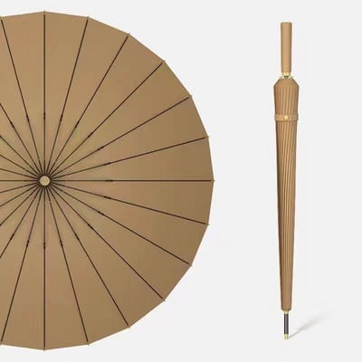 Мъжки подсилен чадър Автоматичен 24 Bone дълга дръжка Прав бизнес мъжки ретро чадър за подарък