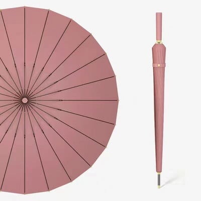 Мъжки подсилен чадър Автоматичен 24 Bone дълга дръжка Прав бизнес мъжки ретро чадър за подарък