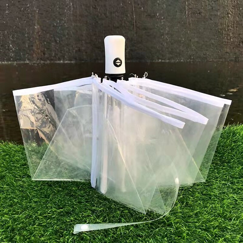 Priehľadný automatický dáždnik proti dažďu, vetruodolný, automaticky skladací čierny dáždnik pre mužov a ženy, outdoorové cestovanie, biznis, skladací slnečník do auta