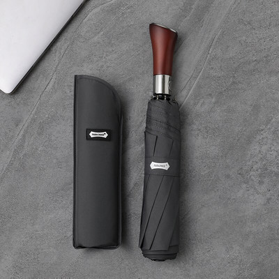 Vetruodolný veľký dáždnik pre mužov, 10 rebier, plne automatický dáždnik, silný dážď, vonkajší drevený skladací dáždnik, kompaktný slnečník