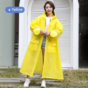 Aldult Long Raincoat Fashion Αδιάβροχο παλτό βροχής Ανδρικό Γυναικείο κουκούλα Poncho Thicken EVA Υπαίθριο μπουφάν βροχής για ποδηλασία