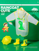 Roztomilý dinosauří polyesterový detský pršiplášť Vonkajší nepremokavý pršiplášť Detský nepriepustný pončo Chlapci Dievčatá Pršiplášť Žltý