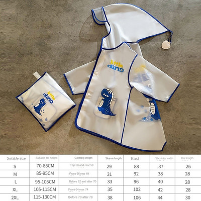 Roztomilý dinosauří polyesterový detský pršiplášť Vonkajší nepremokavý pršiplášť Detský nepriepustný pončo Chlapci Dievčatá Pršiplášť Žltý