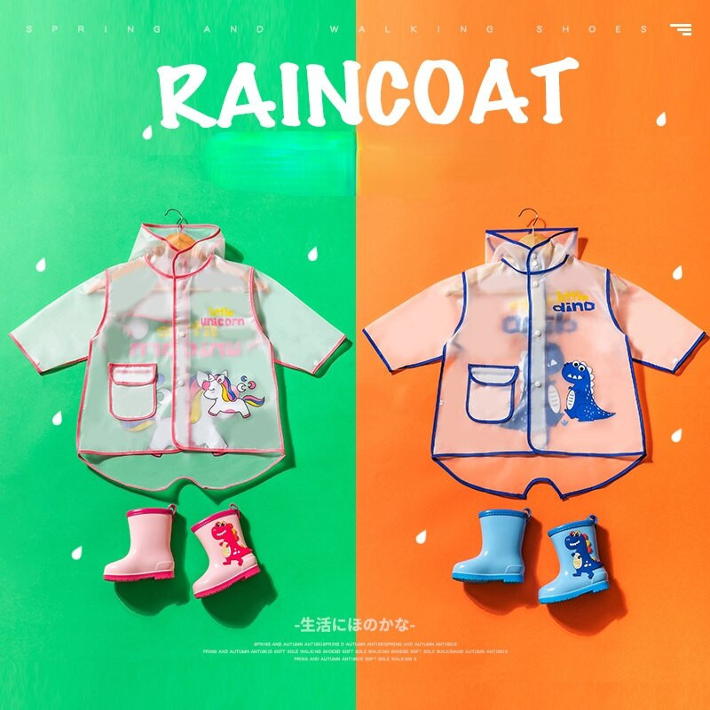 Roztomilý dinosauří polyesterový detský pršiplášť Vonkajší nepremokavý pršiplášť Detský nepriepustný pončo Chlapci Dievčatá Pršiplášť Žltý