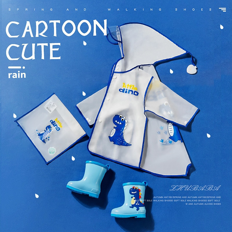 Roztomilý dinosauří polyesterový detský pršiplášť Vonkajší nepremokavý pršiplášť Detský nepriepustný pončo Chlapci Dievčatá Pršiplášť Žltý