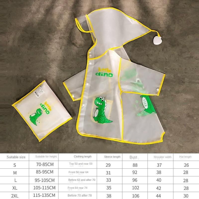 Roztomilý dinosauří polyesterový detský pršiplášť Vonkajší nepremokavý pršiplášť Detský nepriepustný pončo Chlapci Dievčatá Pršiplášť Žltý