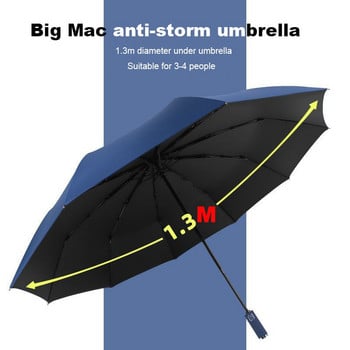 130 cm Μεγάλο μέγεθος Ομπρέλα Κορυφαίας Ποιότητας Ανδρική Ομπρέλα Βροχή Γυναίκα Αντιανεμική Μεγάλη Παράγουας Αρσενικό Γυναικείο Sun 3 Πτυσσόμενη Ομπρέλα Εξωτερικού Parapluie