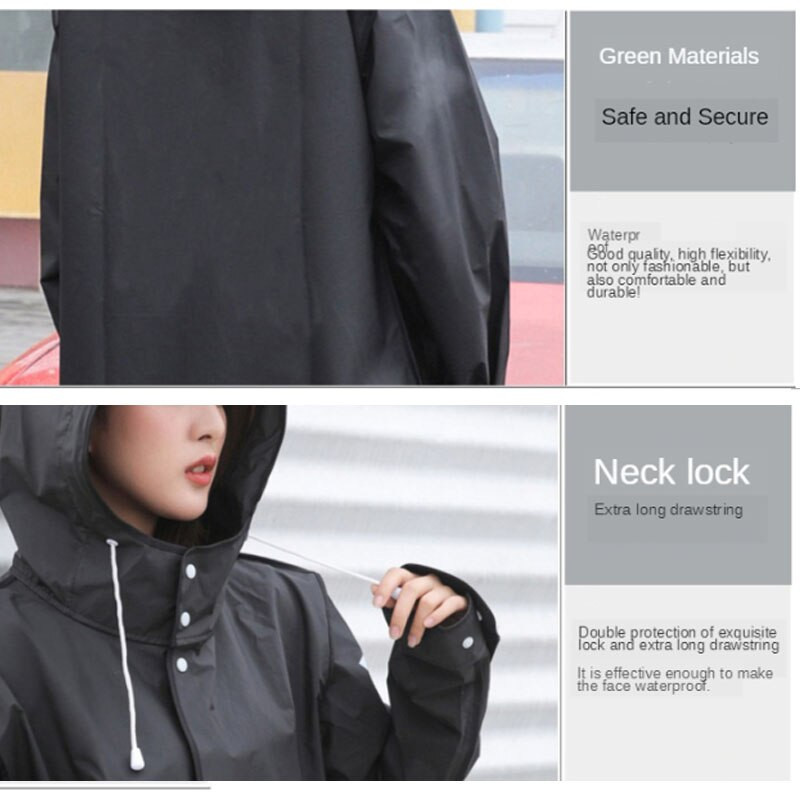 Manta de ploaie lungă și impermeabilă pentru adulți, femei, femei, bărbați, haine de ploaie impermeabile, bărbați, EVA, negru, cu glugă, haină de ploaie poncho