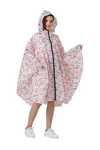 Poncho de ploaie, elegant, rezistent la apă, cu imprimeu colorat, cu glugă și fermoar