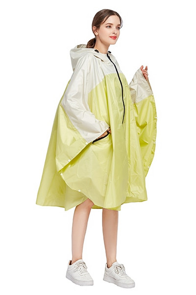 Poncho de ploaie, elegant, rezistent la apă, cu imprimeu colorat, cu glugă și fermoar