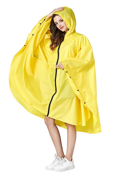 Poncho de ploaie, elegant, rezistent la apă, cu imprimeu colorat, cu glugă și fermoar