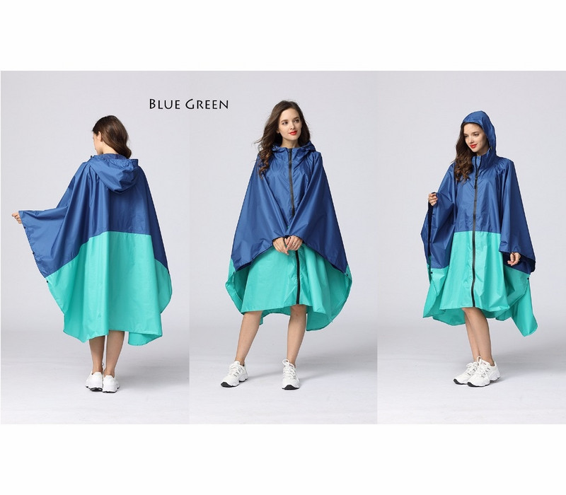 Poncho de ploaie, elegant, rezistent la apă, cu imprimeu colorat, cu glugă și fermoar