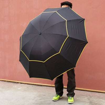 Umbrelă mare de 125 cm, cu două straturi, pliabilă, rezistentă la vânt, pentru femei, mașină, umbrele de lux, bărbați, ploaie, femei, călătorii, afaceri, umbrelă de soare portabilă