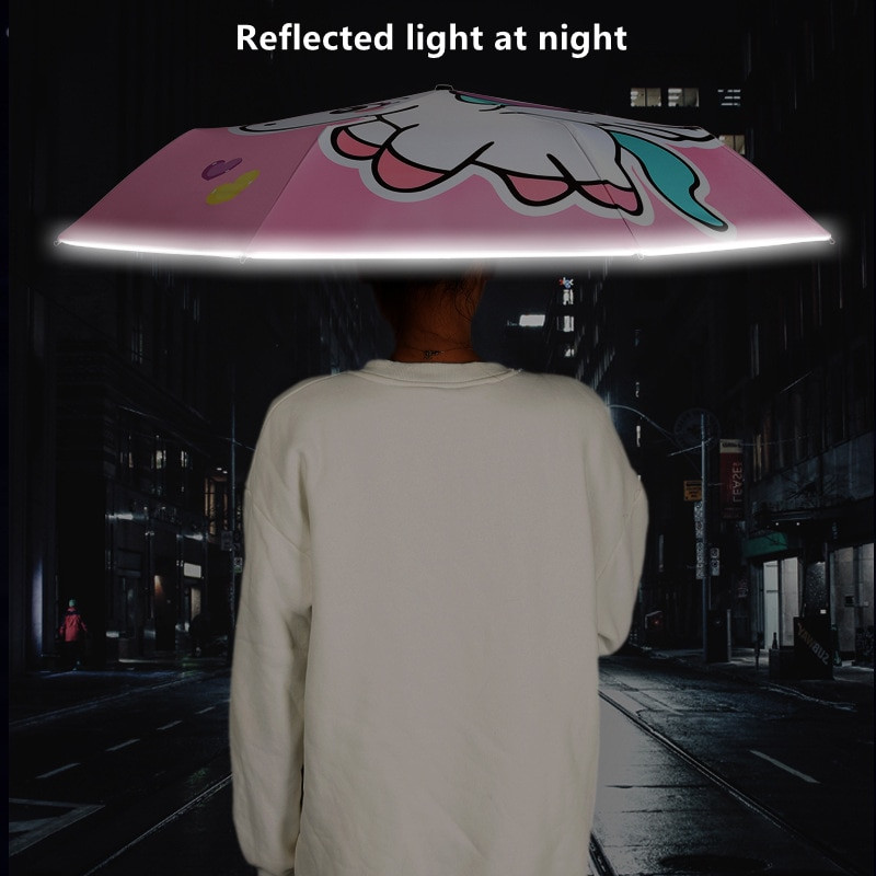 Detský automatický dáždnik, krásny skladací jednorožec, vetruodolný, čierny povlak, anti UV žiarenie, slnečník pre dievčatá a chlapcov.