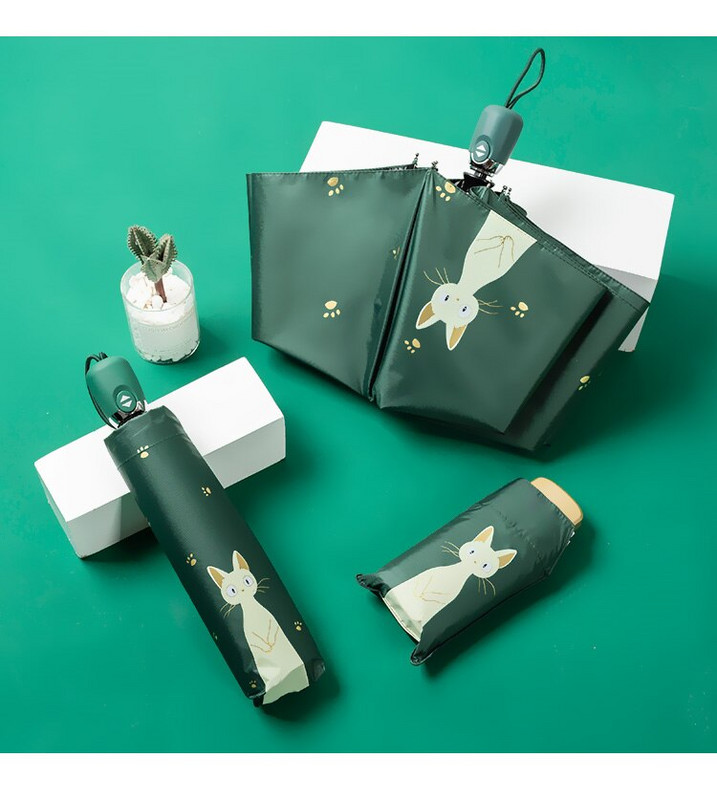 Dámsky automatický dáždnik Reative Cat Claw Automatický skladací cestovný dáždnik čierny povlak s opaľovacím krémom Dievčenský detský dáždnik Paraguas