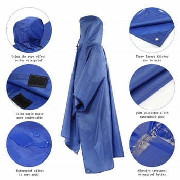 Κάλυμμα βροχής 3 σε 1 Poncho Rain Coat Κουκούλα Πεζοπορίας Ποδηλασία Rain Cover Poncho Αδιάβροχη Σκηνή Υπαίθρια Σκηνή Κάμπινγκ Χαλάκι Τέντα Καταφύγιο