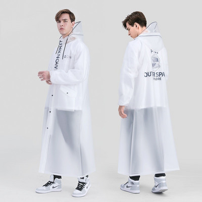 Pánsky pršiplášť EVA Thickened, módny dlhý nepremokavý pršiplášť s kapucňou, čierny, univerzálny motocyklový pršiplášť pre mužov a ženy