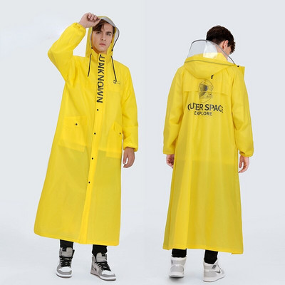 Pánsky pršiplášť EVA Thickened, módny dlhý nepremokavý pršiplášť s kapucňou, čierny, univerzálny motocyklový pršiplášť pre mužov a ženy