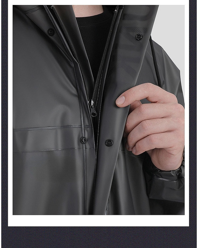 Pánsky pršiplášť EVA Thickened, módny dlhý nepremokavý pršiplášť s kapucňou, čierny, univerzálny motocyklový pršiplášť pre mužov a ženy