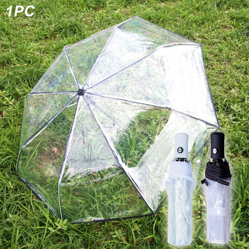 Umbrelă automată transparentă, rezistentă la vânt, pliabilă automată, unisex, pentru călătorii în aer liber, pentru afaceri, umbrelă de soare portabilă simplă pentru mașină