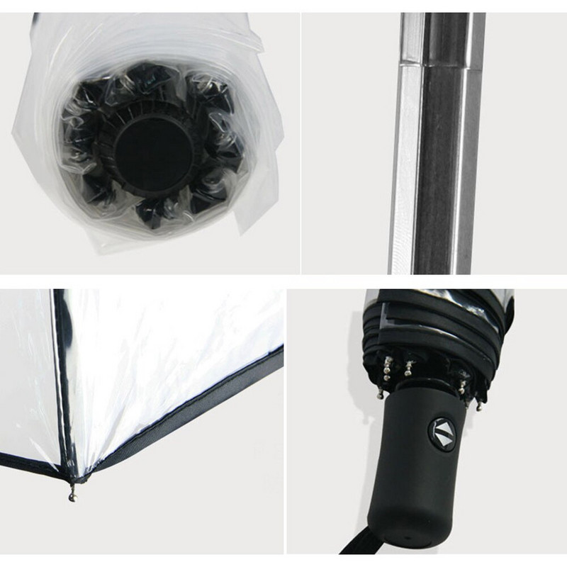 Umbrelă automată transparentă, rezistentă la vânt, pliabilă automată, unisex, pentru călătorii în aer liber, pentru afaceri, umbrelă de soare portabilă simplă pentru mașină