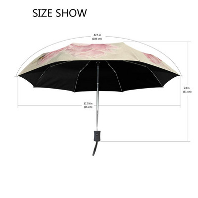 Dámsky dáždnik s kvetinovou potlačou, vintage, ružový, trojskladací, dievčenský, odolný, prenosný, automatický, parapluie
